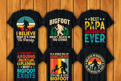 Bigfoot T-shirt Design Bundle graphic design