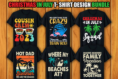 Christmas In July T-shirt Design Bundle graphic design