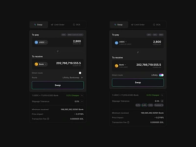 Segmented control - Swap card app bitcoin blockchain coin crypto eth meme nft solana swap trade trading ui ux web web3