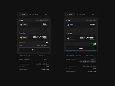 Segmented control - Swap card app bitcoin blockchain coin crypto eth meme nft solana swap trade trading ui ux web web3