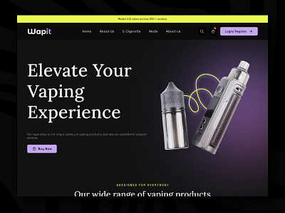 Wape it - Your ultimate vaping experience dark mode dark theme dark ui e ciggarates landing page landing page website neon theme ui vape vapeing website