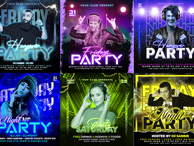 Club and Party Flyer, Party Social Media Design birthday flyer branding design christmas flyer club flyer design dj flyer event flyer event flyer design flyer design graphic design holidays flyer illustration night club flyer party flyer poster design valentines design