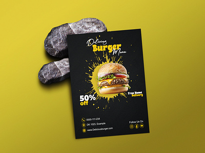 Delicious Burger Minimal Flyer brochure flyer flyer design graphic design illustrator minimal flyer photoshop print design promotional banner ure designbrochh