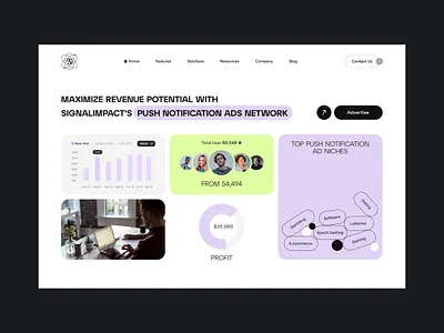 Signalimpact Push Ads Web-Site ad niches ads design push notifications traffic ui ux website