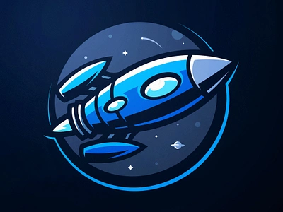 Blue Rocket Rocketship Logo illustration branding dasedesigns design esports gaming illustration logo mascot mascot logo planets rocket rocket ship logo rocketship space logo spaceship sports logo