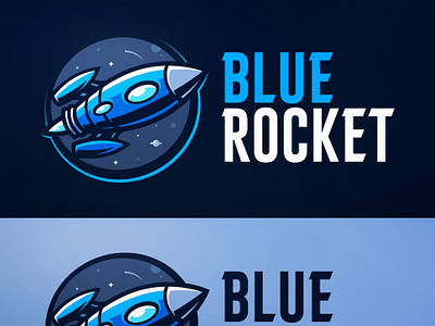 Blue Rocket Rocketship Logo illustration cartoon design dasedesigns gaming identity illustration mascot logo planets rocket rocket logo rocketship space space logo spaceship sports logo stars