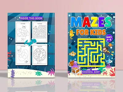 Maze Puzzle Book For Kids activity worksheets activitybook amazon kdp amazon kdp book design book cover book cover illustration book design coloring book coloring page design graphic design illustration kdp kdp cover kdp cover design kids book kids book illustration kids puzzle challange maze puzzle self publishing