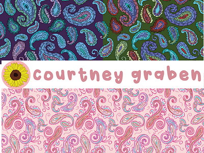 PAISLEY TEXTILE PRINT DESIGN BY COURTNEY GRABEN art design digital art illustration paisley pattern paisley print pattern surface design surface pattern design textile design textile print