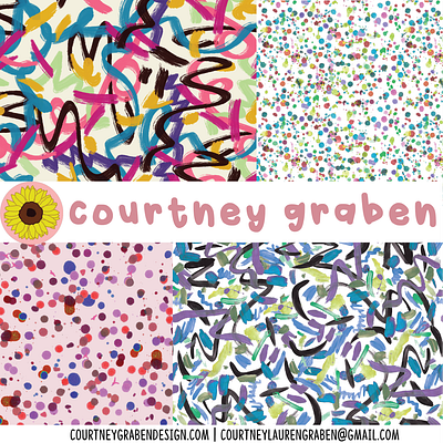 TEXTILE PRINT DESIGNS BY COURTNEY GRABEN art design digital art illustration pattern surface design surface pattern design textile design textile print design textile prints