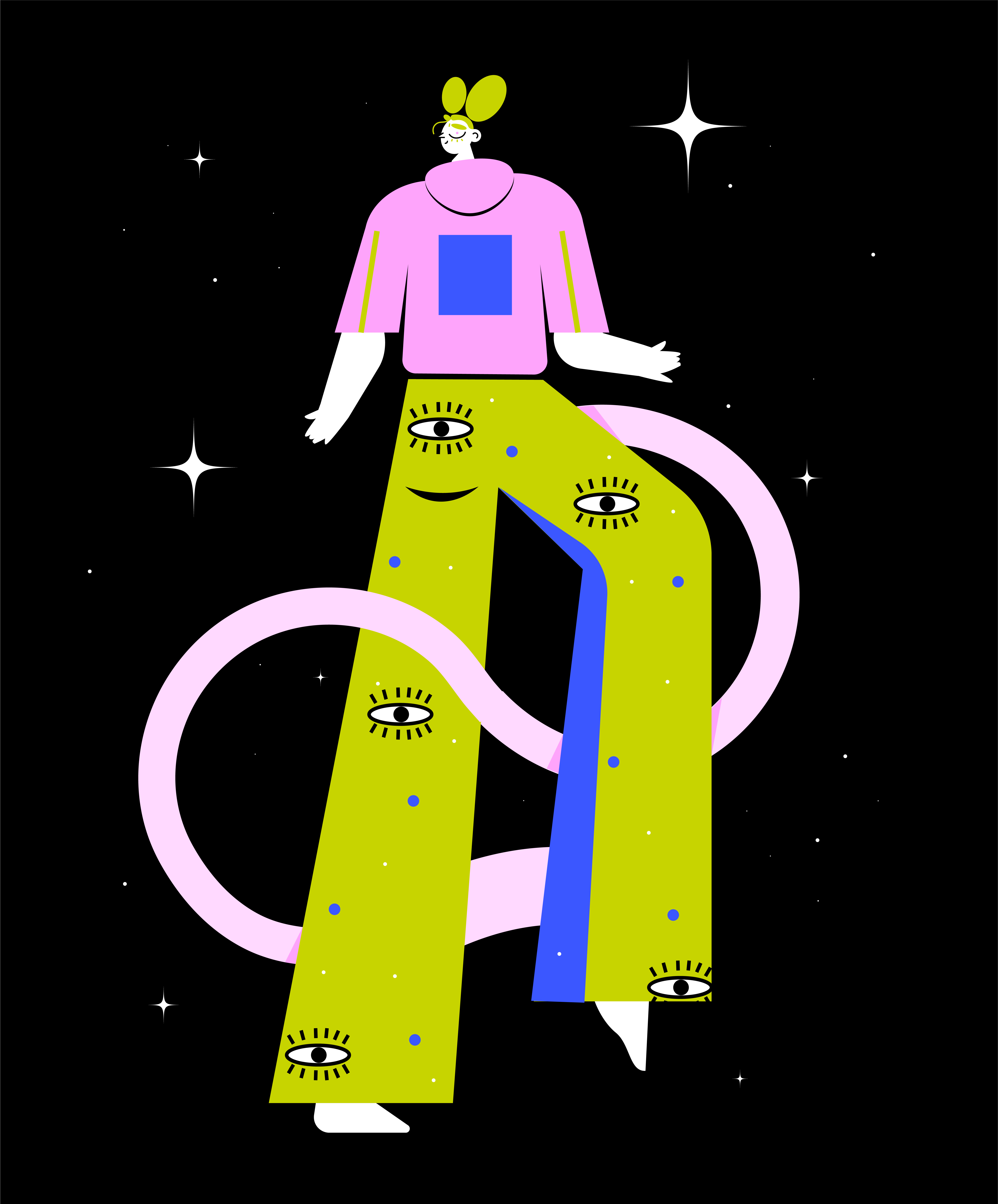 When you're the brightest of stars 2d branding bright character characterdesign colorful design dream famale flat flat illustration girl green illustration modern pattern pink unique vector web