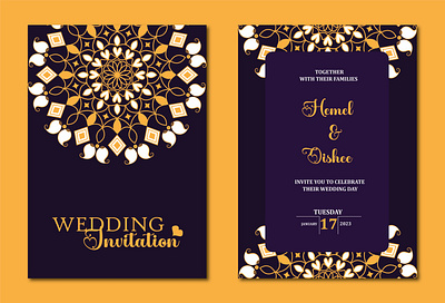 Wedding card design. colourful creative design illustrator invitation card mandala wedding card design