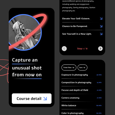 Dark theme online course dark darktheme minimal mobile ui