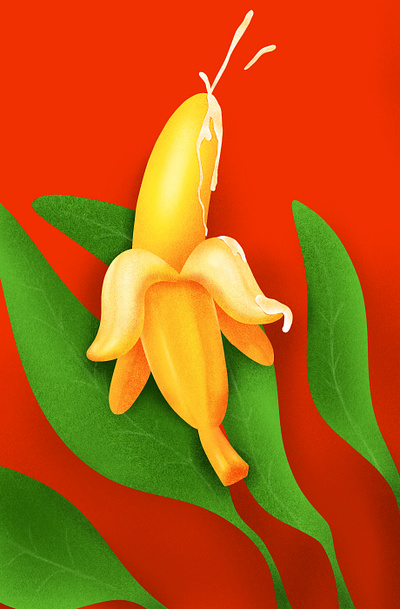 Happy Banana character design erotic illustration