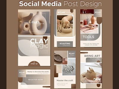 Clay Art Social Media Post Design carousel post digital marketing graphic design illustrator instagram post instagram promotion instagran post design photoshop post design social media post design