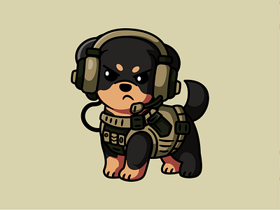 Military Dog animal army character cute dog illustration military military dog pet vest