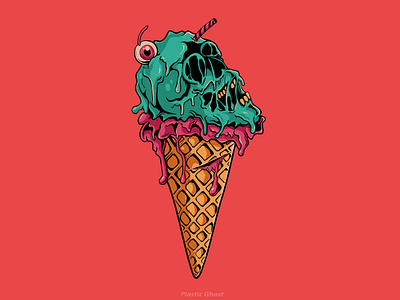 Ice Cream Skull art artwork branding car character design eye food graphic design ice cream illustration logo skull streetwear strict standards vector vector art