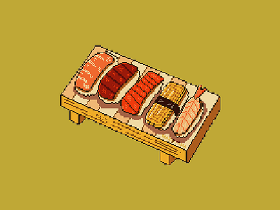 Sushi Pixel Art 8bit coloful cute art design digital illustration flat food art games gaming illustration japan japanese pixel art pixelart retro sushi