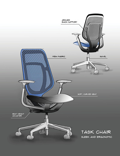 Task Chair Ideation chair design digital sketch industrial design sketch