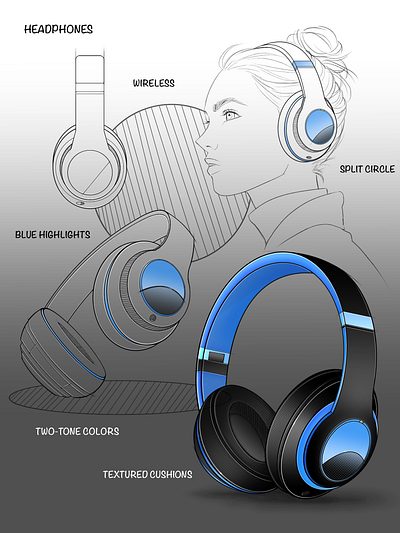 Headphones Ideation design digital headphones industrialdesign sketch