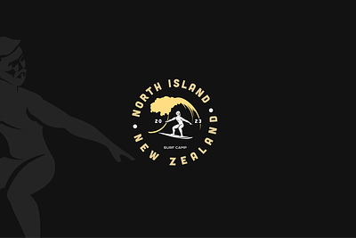 Surf camp logo beach branding icon illustration island logo newzealand surf surfboard surfer surfing vector waves