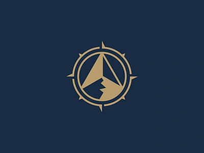 Compass Mountain Direction Logomark adventure arrow art deco brand identity branding compass direction forward gps hiking landscape logo design logomark modern mountain north outdoor point simple symbol