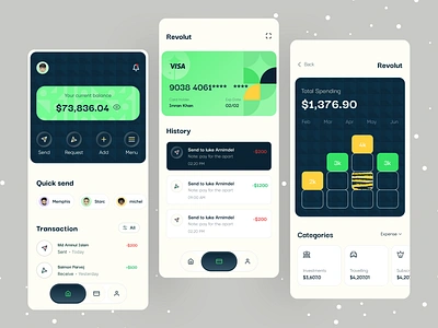 Fintech App UI app card clean design design financial financial app fintech illustration ios app money management money transfer ofspace payment details receive send transaction transfer ui