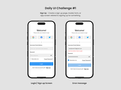 Daily UI #1 Sign Up app dailyui dailyuichallenge design error figma interface login mobile app photoshop productdesign signup ui user centric user interface ux ux design