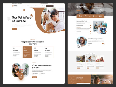 Pet Care Responsive Website (Landing page) animal cat catfood concept dog dog lovers ecommerce homepage landing page mockup pet health petcare pets petshop ui ux web web design website website design