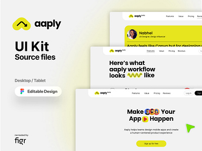 Make Aaply UI your own aaply app design branding design editable figma free job job portal kit landing page linkedin mockup template ui ui kit ui ux web app web design website