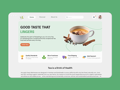 Organic Tea Website branding design illustration logo mobile app ui ui design uidesign uiux ux
