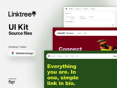 Make Linktree UI your own app design bento branding design editable figma free kit landing page link builder mockup social media template ui ui kit ui ux web app web design website website design