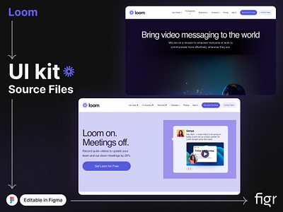 Make Loom UI your own branding design editable figma free kit landing page loom meeting mockup product template ui ui kit ui ux web app web design website website design zoom