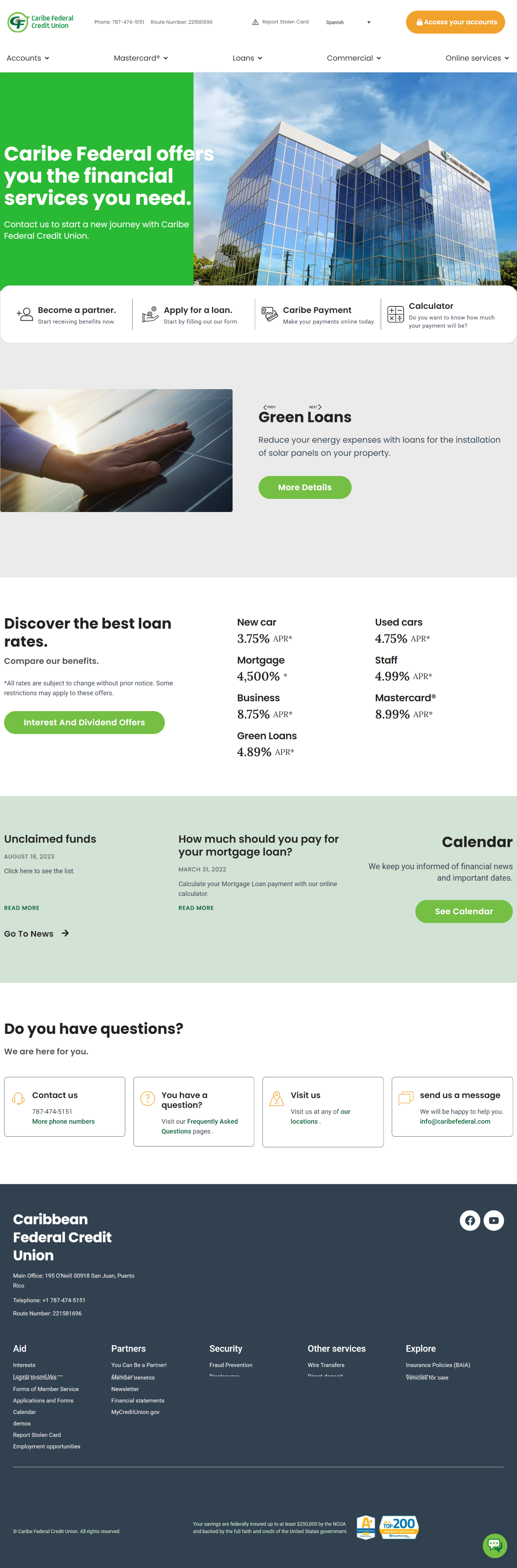 "CARIBE FEDERAL CREDIT UNION" custom website e commerce website elementor pro landing page pro plugin responsive website web design wordpress wordpress theme