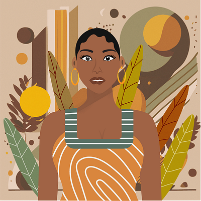 The Girl With The Chaotic Background abstract adobe illustrator african american art ai inspired black girl art chaotic collage design firefly inspiration graphic design illustration illustrator landscape leaves nature orangeikon outdoors vector