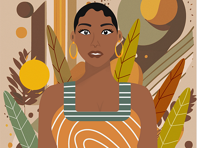 The Girl With The Chaotic Background abstract adobe illustrator african american art ai inspired black girl art chaotic collage design firefly inspiration graphic design illustration illustrator landscape leaves nature orangeikon outdoors vector