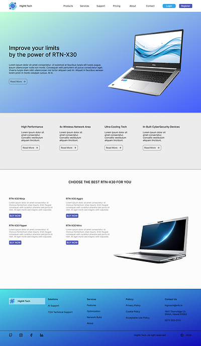 Landing Page Design-HighN Tech branding landingpage productpage typography ui webdesign webui