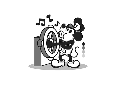 Steamboat Willie - Simplytoon Version cartoon illustration mickey mouse retro steamboat willie vintage