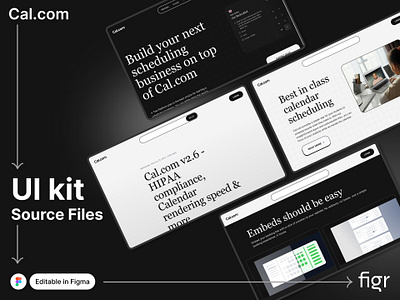 Make Cal.com UI your own branding cal.com design editable figma free google meet kit landing page meeting app mockup template ui design ui kit ui ux web app web design website website design zoom