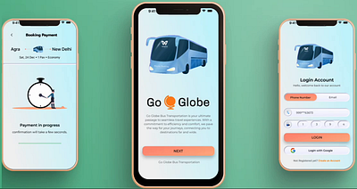 Go Globe ( Bus Booking Application) 3d animation branding busadventure busexperience goglobe innovationonwheels logo mobilebooking mobileticketing seamlessjourney techintransport traveleasy traveltech typography ui uiux ux