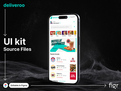 Make Deliveroo UI your own app design branding deliveroo design editable figma food delivery app free kit landing page mobile app mockup template ui ui design ui kit ui ux web app website website design