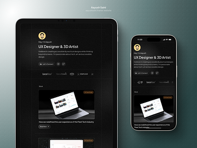 Personal Website | aayushsaini.framer.website branding framer ipad iphone no code personal website portfolio resposnsive tablet ui ux designer website