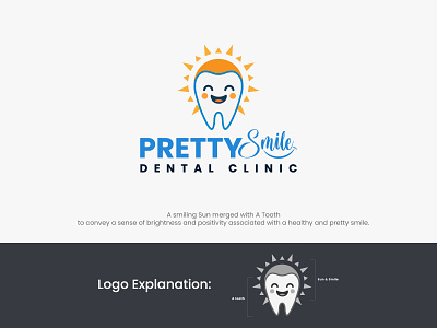 Pretty smile dental clinic - dental logo brand identity branding clinic logo dental logo flat logo graphic design illustration logo mark medical pharmace medical logo medicine logo minimalist logo