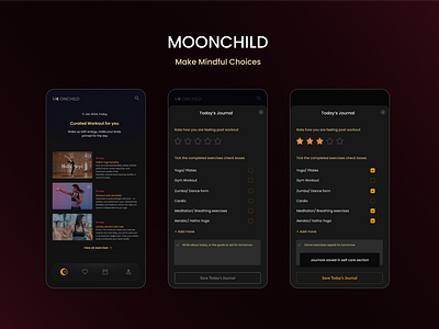 Project MOONCHILD- PHASE 2 branding graphic design healthcare lifestyle choices logo mensural cycle product design research selfcare ui ux design wellness app woman workout plan