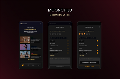 Project MOONCHILD- PHASE 2 branding graphic design healthcare lifestyle choices logo mensural cycle product design research selfcare ui ux design wellness app woman workout plan