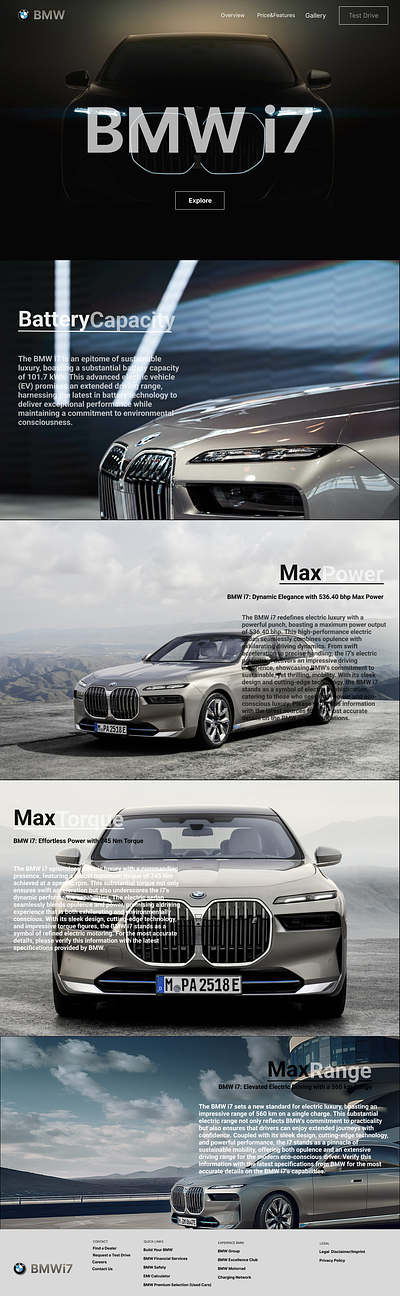 BMW I7 ui ux website