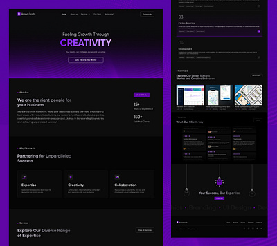 Design Agency Landing Page branding creative dark mode design design agency graphics inspiration landing page ui ux visual design