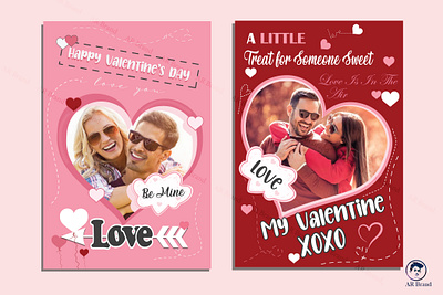 Valentine's Day photo frame and backgrounds with pink hearts happy