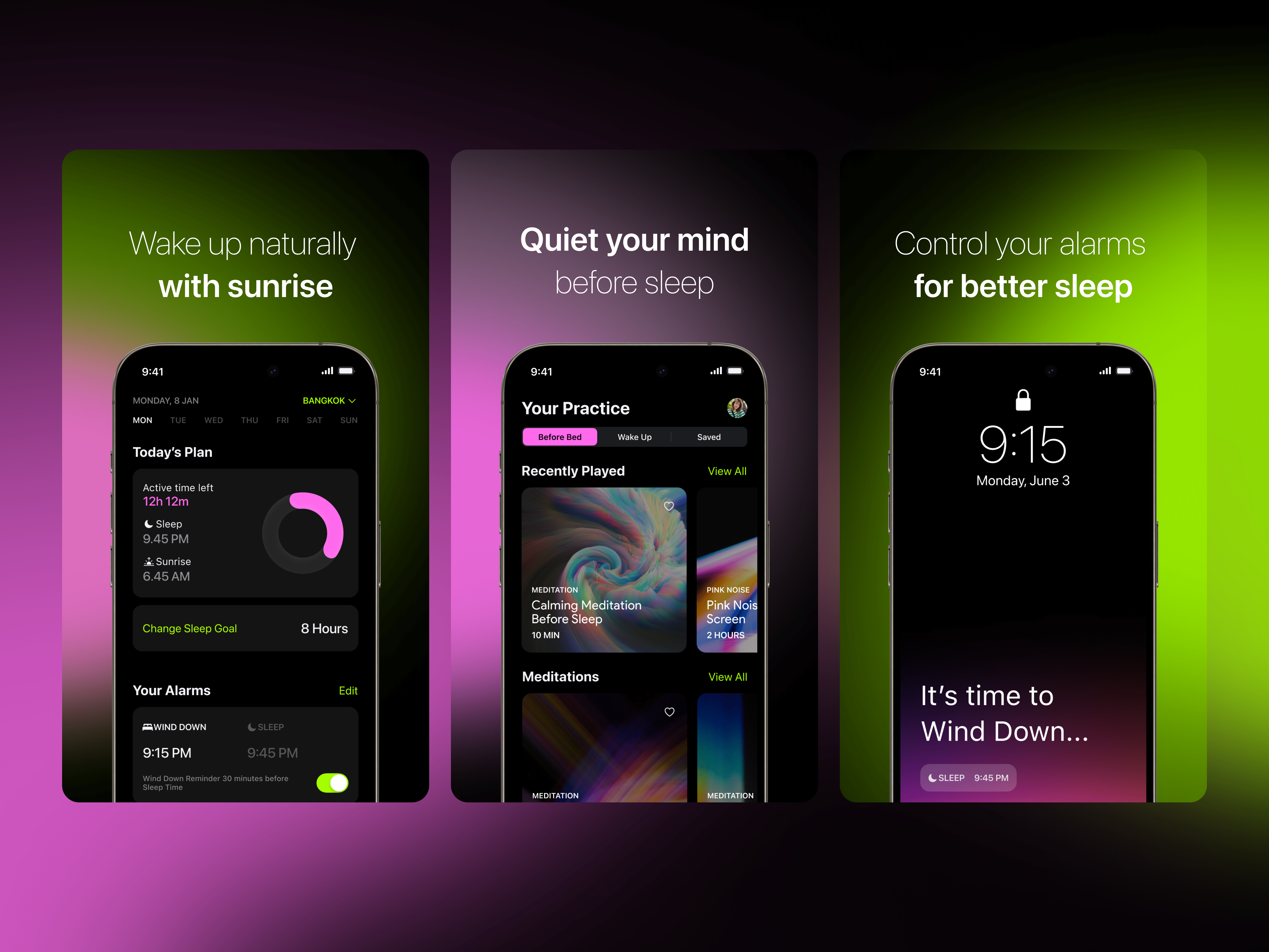 Smart Alarm Mobile App: HIG Components alarm app gradient mobile alarm mobile app mobile app design mobile app ui mobile ui smart alarm sunrise ui ui deisgn ui ux ui ux design