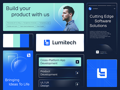 Lumitech Branding ai branding cutting edge design graphic design icon light logo minimal software technology vector