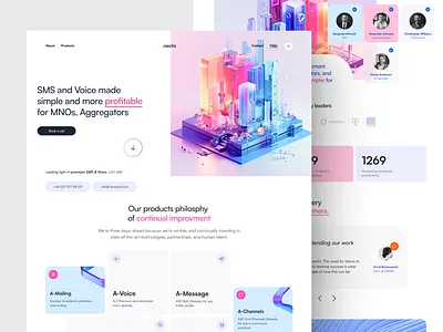 Telecom - Landing Page - 14011038 branding design landing page minimal pink soft telecom ui warm web